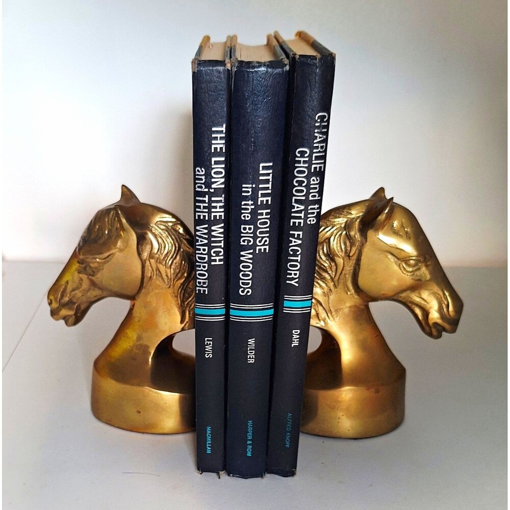 Mid Century Brass Horse Head Bookends Pair Set of 2 Made In Korea